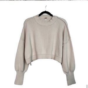 FREE PEOPLE Easy Street Cropped Pullover Sweater in Cream sz XS